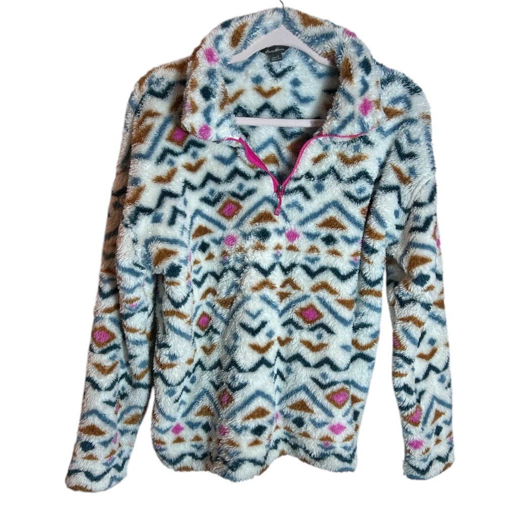 Eddie Bauer Ultra Soft Fleece Quarter Zip Long Sleeve Pullover Sweater, Large - Picture 2 of 10